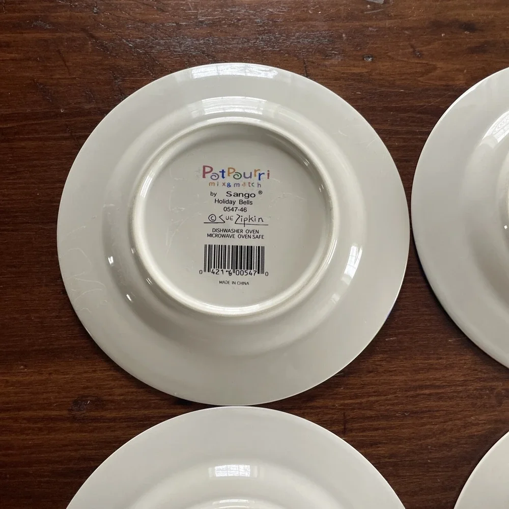 Sango PotPourri Mix & Match Christmas Plates Set of 4 Bells